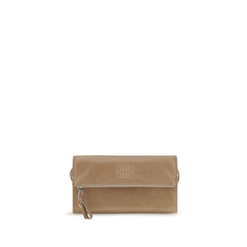 Miu Miu Beige Calf Leather Bos Taurus Clutch Women's Bag